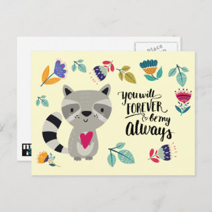 Funny Racoon Valentine's Day Holiday Postcard