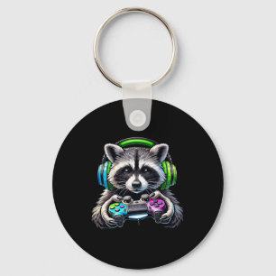 Funny Racoon Video Games Lover Gamer Racoon Gami Key Ring