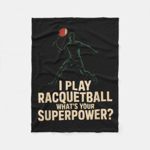 Funny racquetball superpower retro poster saying F Fleece Blanket