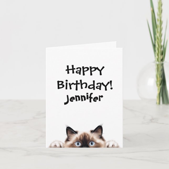Funny Ragdoll Cat Birthday Folded Greeting Card (Front)