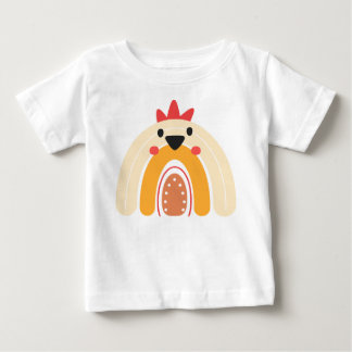 funny Rainbow chicken face retro kids girl boy Baby T-Shirt