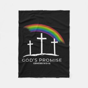 Funny Rainbow Christ Cross - Christian Quote God's Fleece Blanket