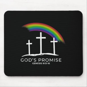 Funny Rainbow Christ Cross - Christian Quote God's Mouse Pad