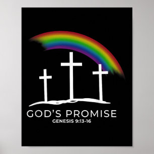 Funny Rainbow Christ Cross - Christian Quote God's Poster