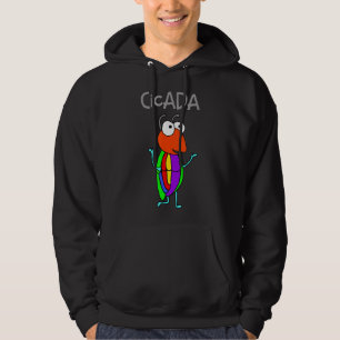 Funny Rainbow Coloured Cicada Cartoon Hoodie
