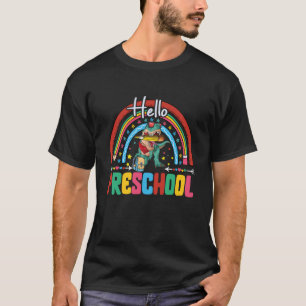 Funny Rainbow Hello Preschool Dinosaur Boys Girls T-Shirt