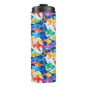 Funny rainbow shark birthday balloon party Family Thermal Tumbler