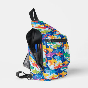 Funny rainbow shark birthday party Pattern Sling Bag
