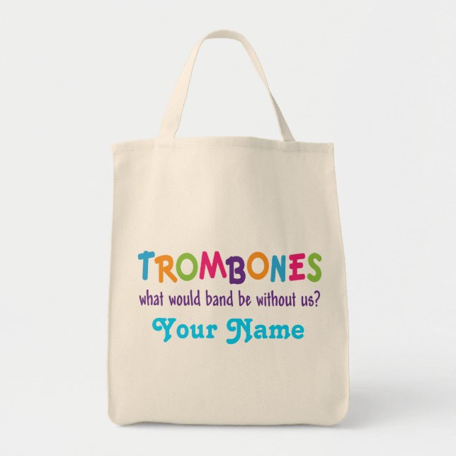 Funny Rainbow Trombone Band Gift Tote Bag (Front)