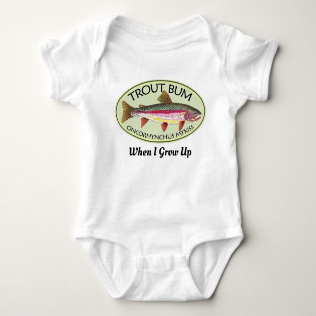 Funny Rainbow Trout Bum Fishing Angler's Baby Bodysuit (Front)