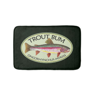 Funny Rainbow Trout Bum Fishing Bath Mat