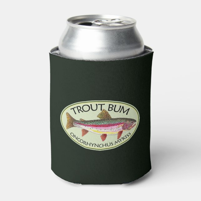 Funny Rainbow Trout Bum Fishing Can Cooler (Can Front)