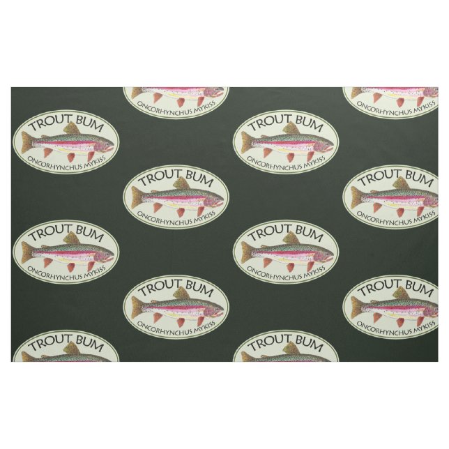Funny Rainbow Trout Bum Fishing Fabric (Fat Quarter)