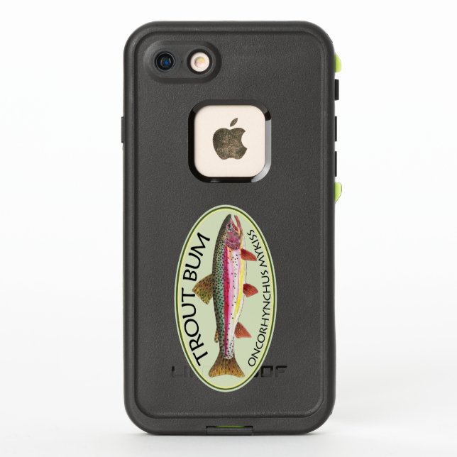 Funny Rainbow Trout Bum Fishing LifeProof iPhone Case (Back)