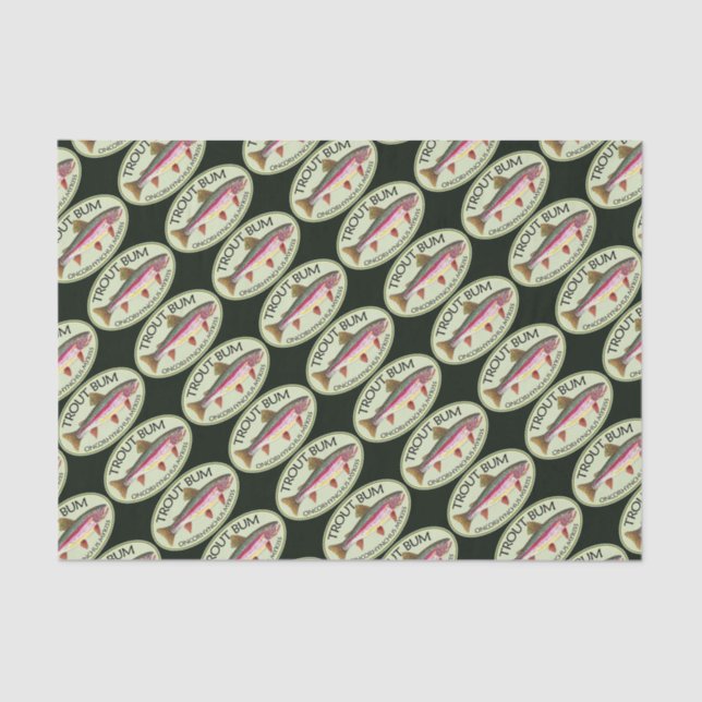 Funny Rainbow Trout Bum Fishing Tissue Paper (Front)