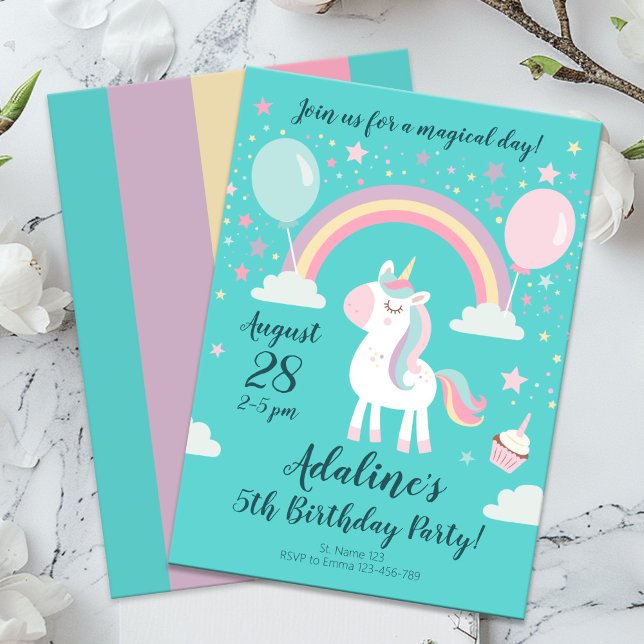 Funny Rainbow Unicorn Birthday Party Invitation (Creator Uploaded)
