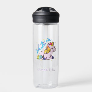Funny Rainbow Unicorn Whatever Personalised Water Bottle
