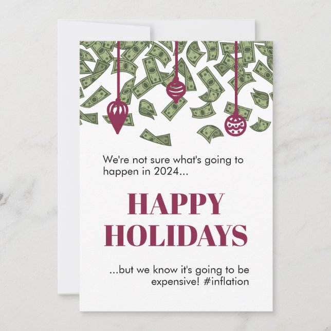 Funny Raining Cash Inflation 2022 Christmas Card (Front)