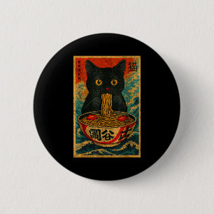 Funny Ramen Cat Japanese Vintage Retro Noodle Love 6 Cm Round Badge