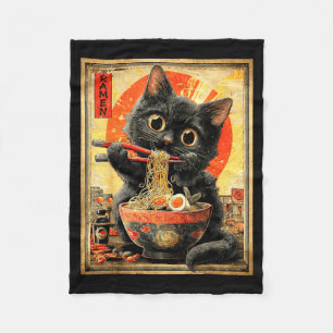 Funny Ramen Cat Noodle Lovers Anime Otaku  Fleece Blanket
