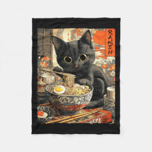 Funny Ramen Cat Noodle Lovers Anime Otaku Fleece Blanket