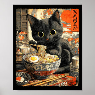 Funny Ramen Cat Noodle Lovers Anime Otaku  Poster