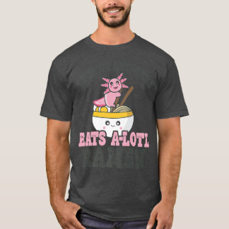 Funny Ramen Loving Grand-pere Cute Axolotl Eating  T-Shirt