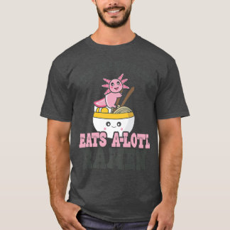 Funny Ramen Loving Grandparent Cute Axolotl Eating T-Shirt