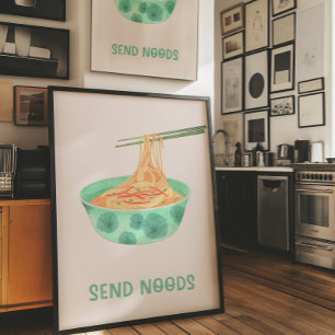 Funny Ramen Wall Art “Send Noods” Cute Aesthetic