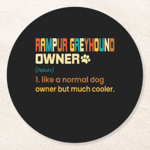 Funny Rampur Greyhound Vintage Retro Dog Mum Dad G Round Paper Coaster