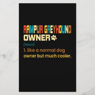 Funny Rampur Greyhound Vintage Retro Dog Mum Dad G Stationery