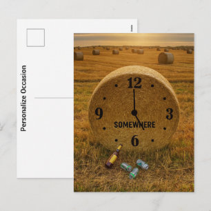 Funny Ranchers Bale Art Five O 'Clock Somewhere To Holiday Postcard