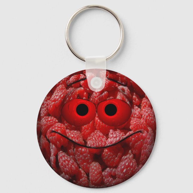 Funny Raspberry Emoticon Key Ring (Front)