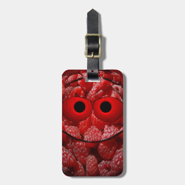 Funny Raspberry Emoticon Luggage Tag (Front Vertical)