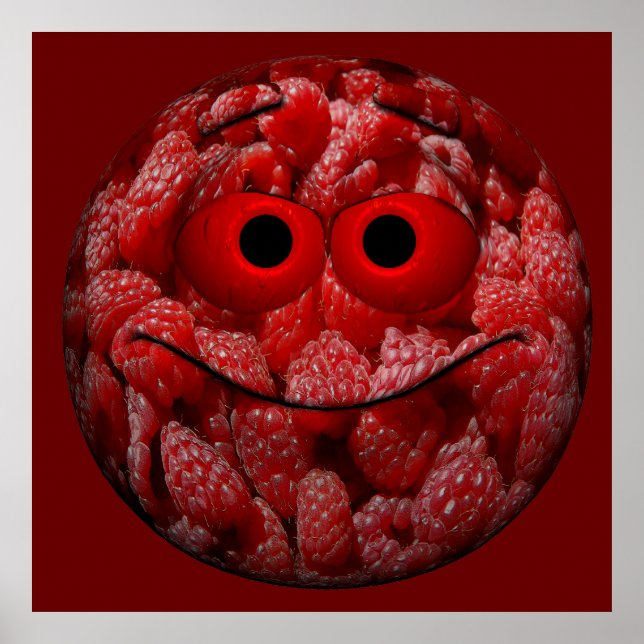Funny Raspberry Emoticon Poster (Front)