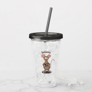Funny rat with camera cartoon illustration acrylic tumbler