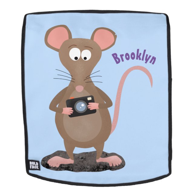Funny rat with camera cartoon illustration backpack (Removable Face)