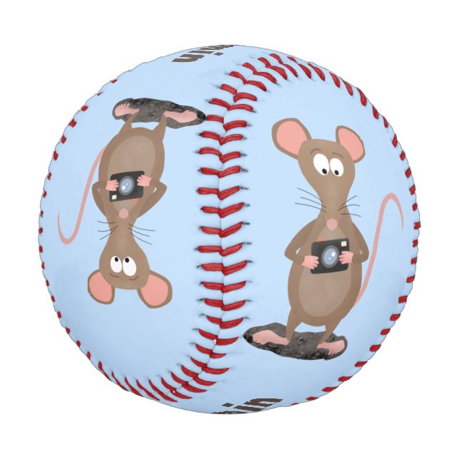 Funny rat with camera cartoon illustration baseball (Angled)