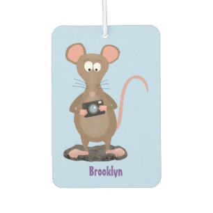 Funny rat with camera cartoon illustration car air freshener