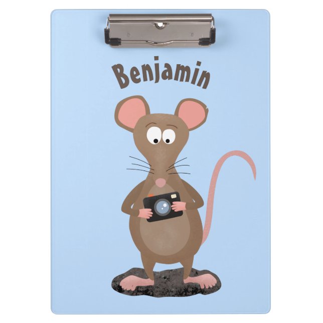 Funny rat with camera cartoon illustration clipboard (Front)