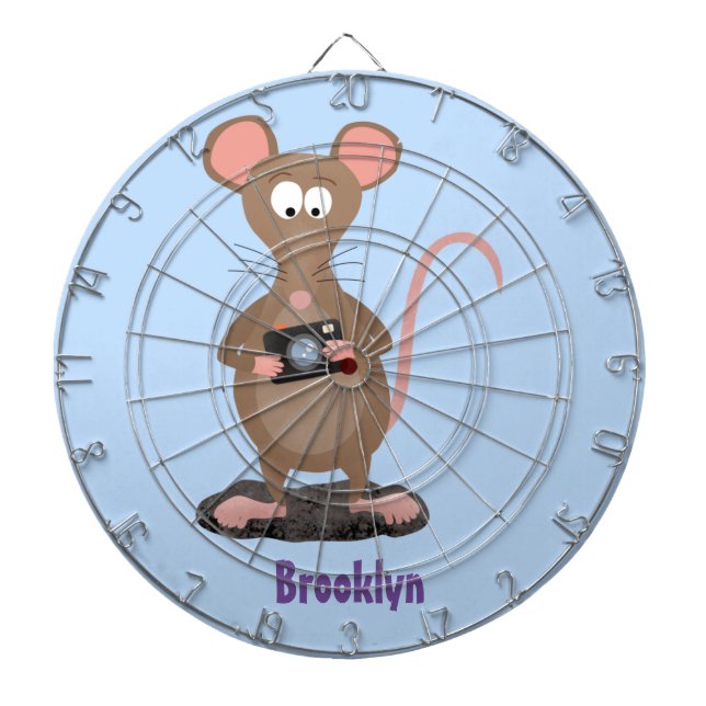 Funny rat with camera cartoon illustration dartboard (Front)