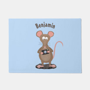 Funny rat with camera cartoon illustration doormat