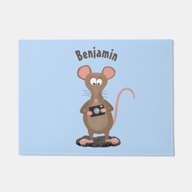 Funny rat with camera cartoon illustration doormat (Front)