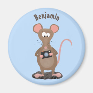 Funny rat with camera cartoon illustration magnet