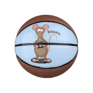 Funny rat with camera cartoon illustration mini basketball