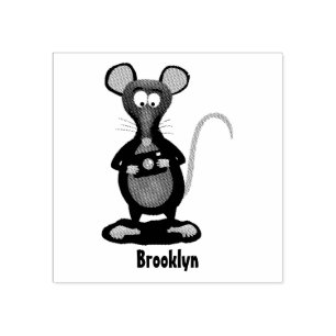 Funny rat with camera cartoon illustration rubber stamp