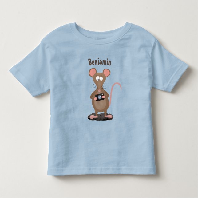 Funny rat with camera cartoon illustration toddler T-Shirt (Front)