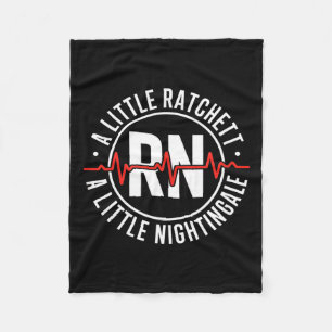 Funny ratchet nightingale nurse badge rn saying Fu Fleece Blanket