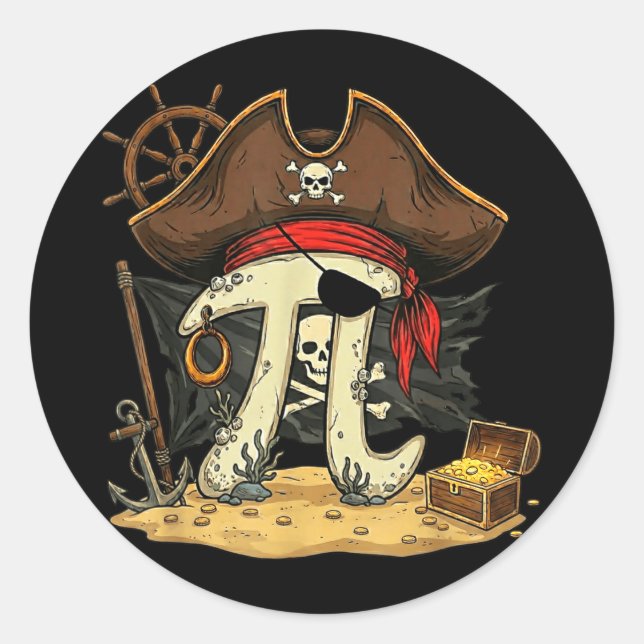 Funny rate pirate piday 314 math teacher science classic round sticker (Front)