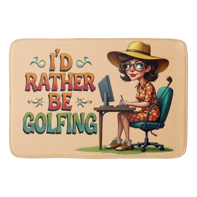 Funny Rather Be Golfing For Her Bath Mat (Front)